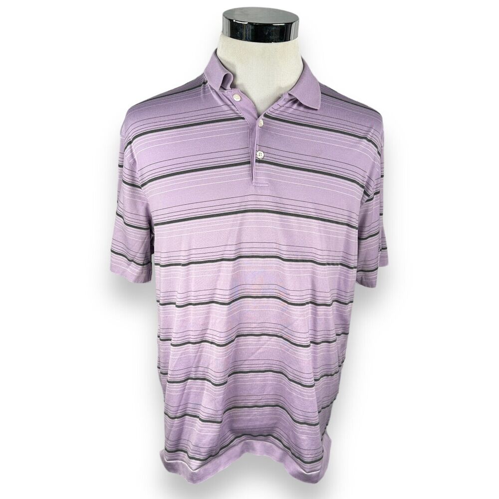 Nike Tiger Woods Collection Golf Polo Shirt Men's Large Lavender Purple Stripe‎